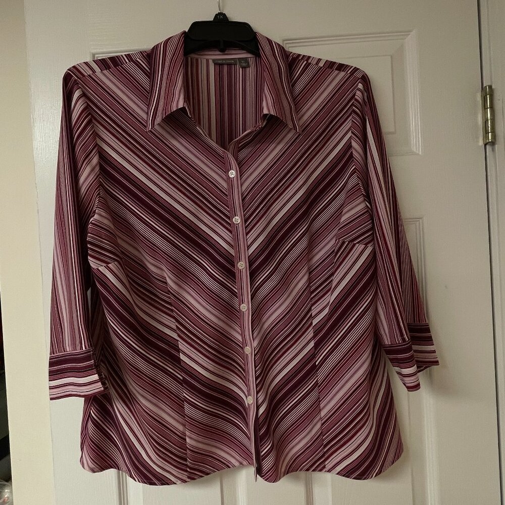 Apt 9 Women's XL Stretch Dress Shirt, 3/4 Sleeve, No Wrinkle - EUC